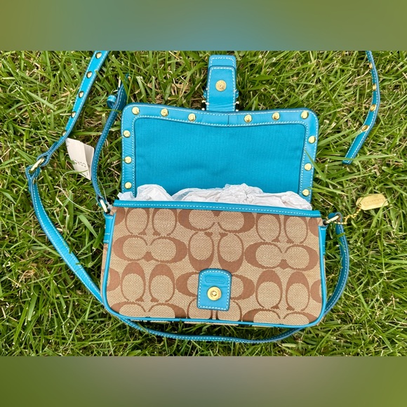 Vintage Coach Studded Blue Crossbody New - Picture 12 of 16